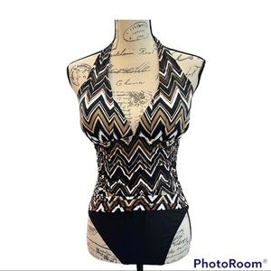 La Blanca Chevron Print One Piece Swimsuit